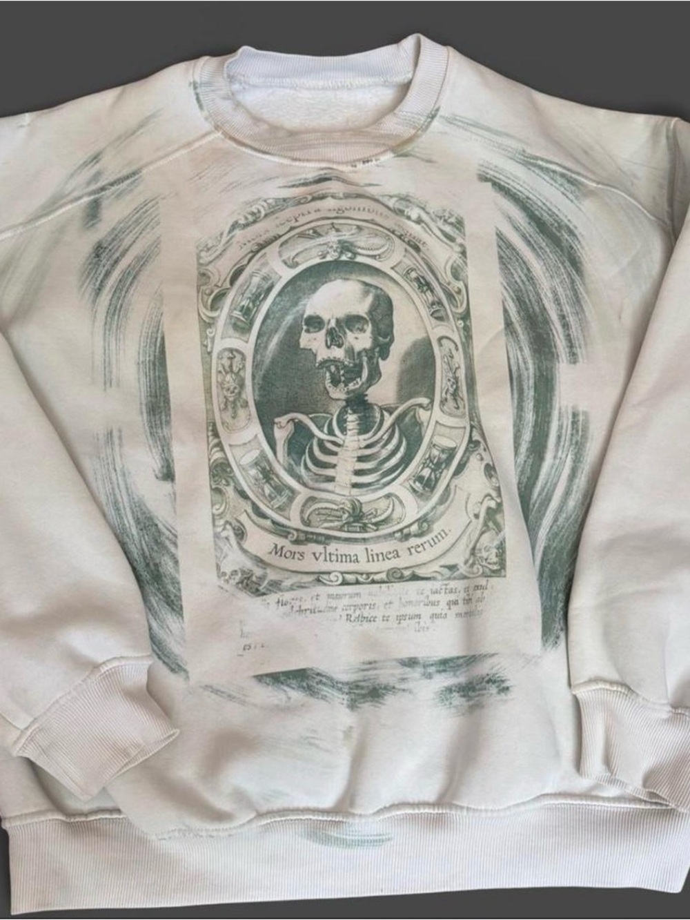 Men's White Graphic Skeleton Crewneck Sweatshirt